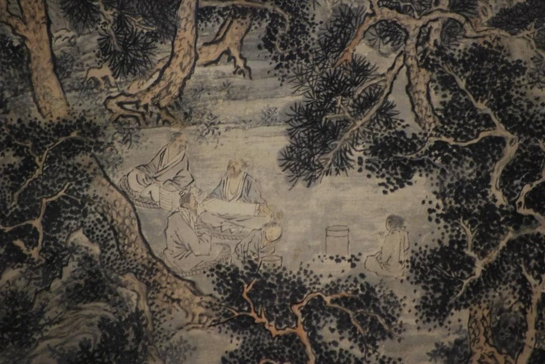 模写/田能村竹田/松陰清會図/絹表装/布袋屋掛軸HC-706