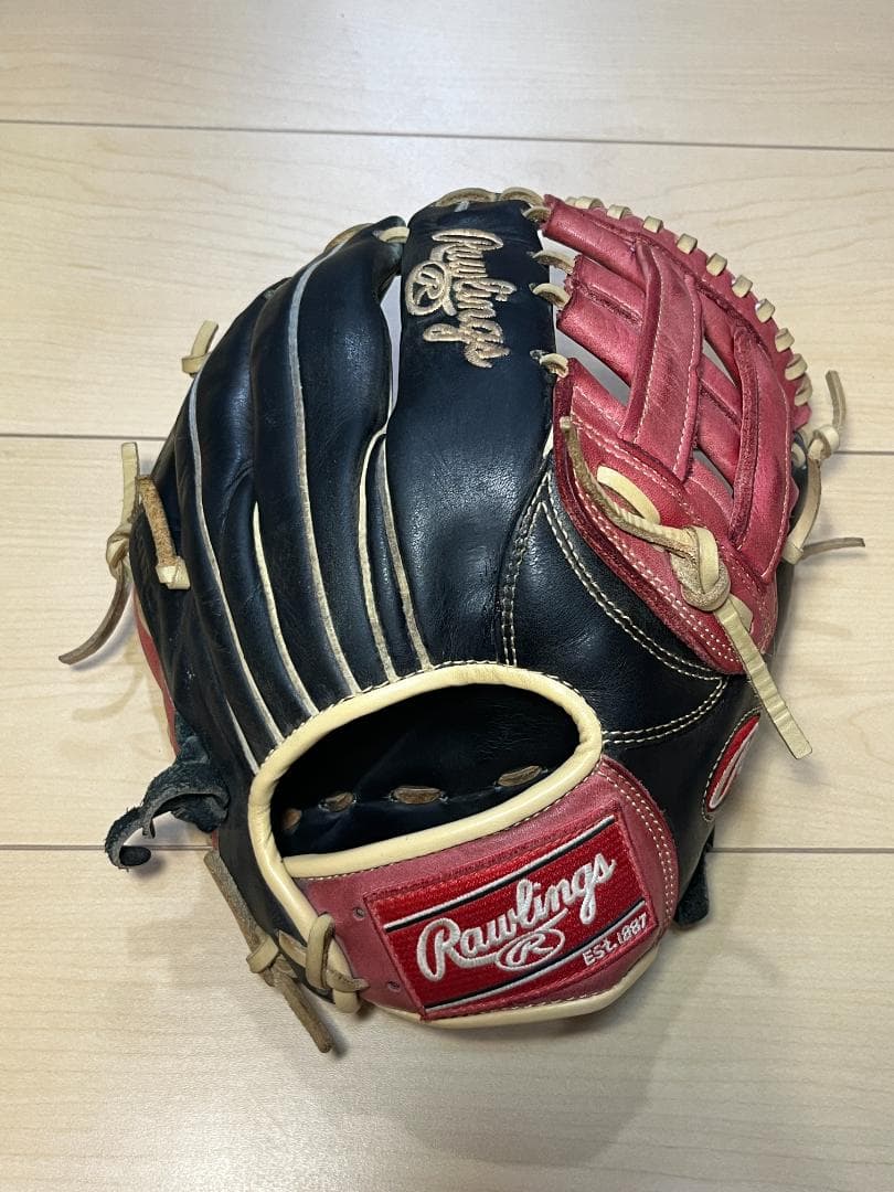 Rawlings 少年軟式用グローブ 黒/赤 内野用 美品