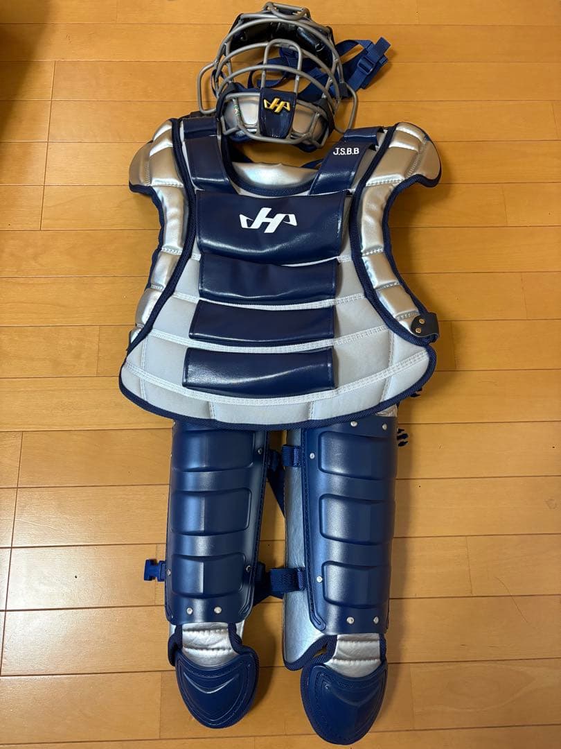 キャッチャー防具3点セット ネイビー/シルバー　ハタケヤマ　限定品　Jr用