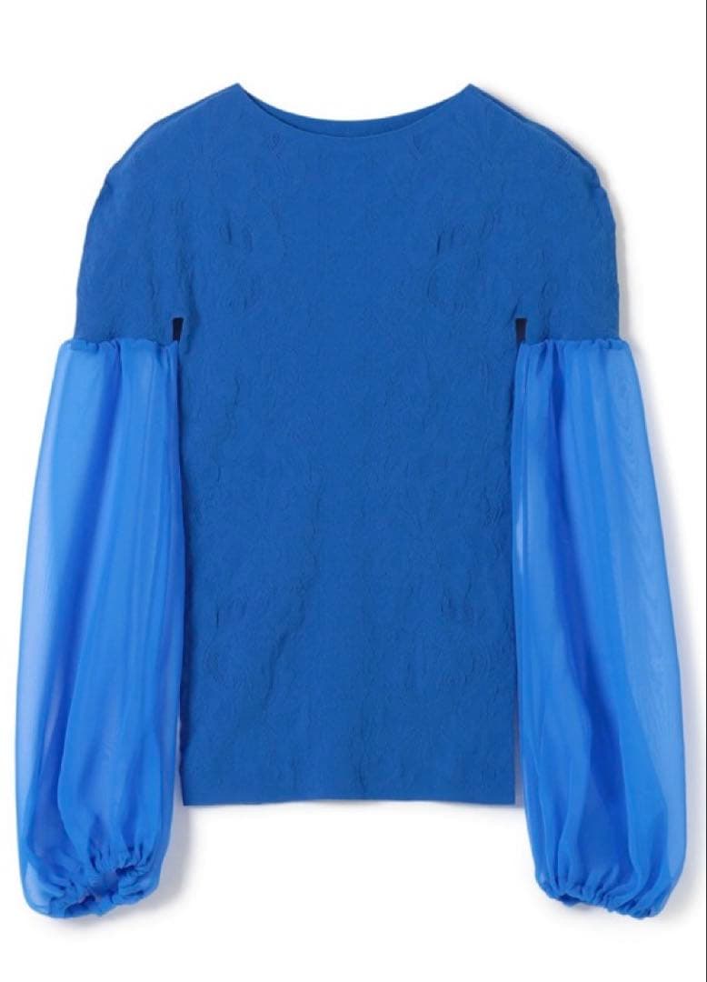 ノーソーイングニット　ジョーゼットコンビニット　ブルー