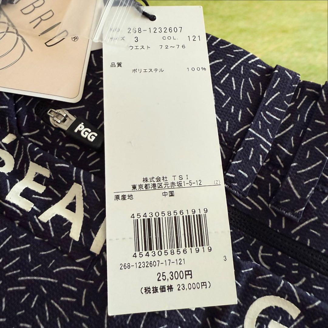 新品タグ付き　パーリーゲイツ　PGG ハーフパンツ　短パン　紺　3 S〜M 総柄