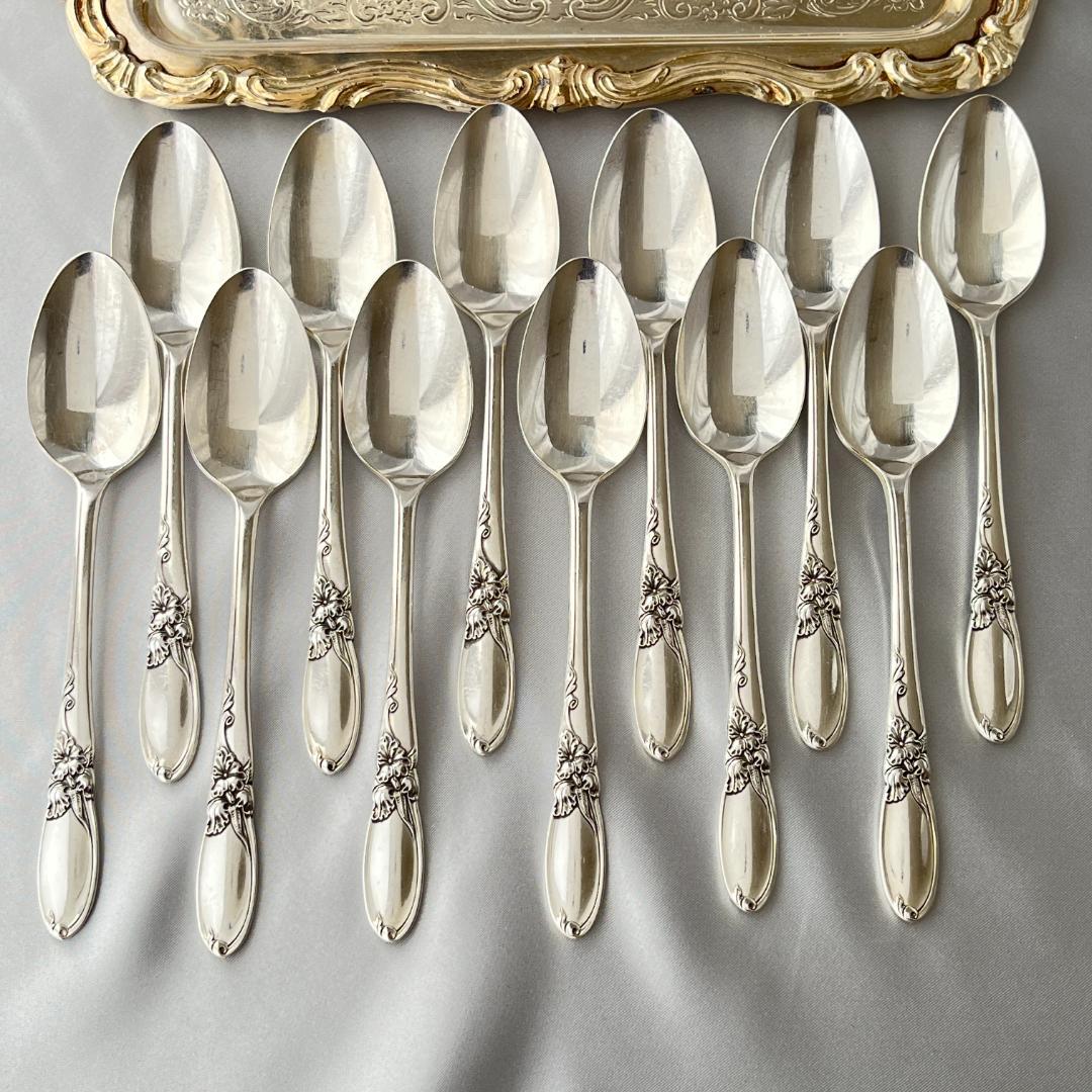 【White Orchid】コーヒースプーン 12本【シルバープレート】