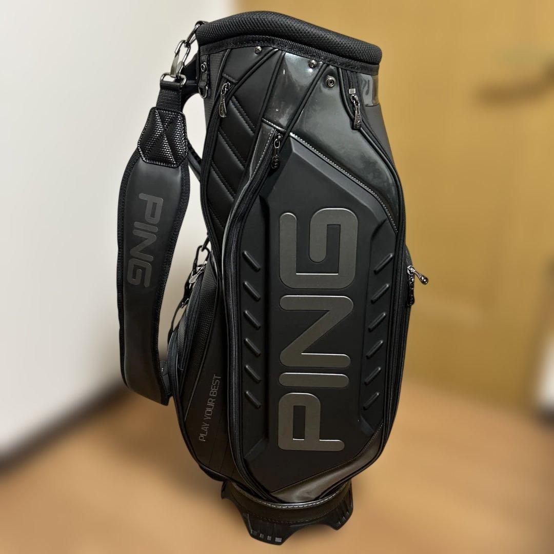 ピンキャディバッグ　ブラック【良品】