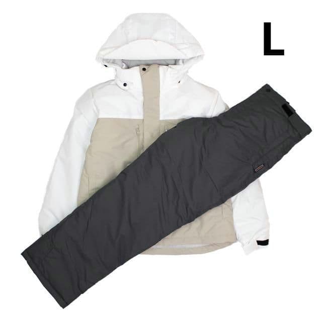 スキーウェア レディース 上下セット 耐水圧5000mm 撥水加工 ベージュ L