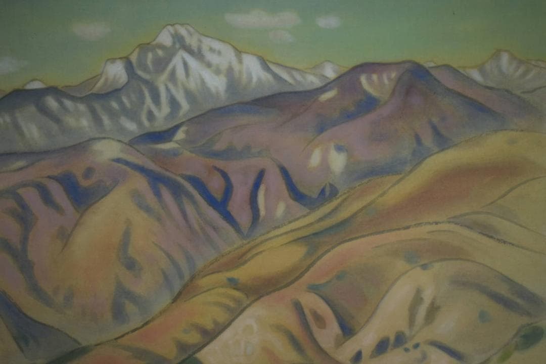 真作/皓斎/春景連山図/布袋屋掛軸HE-681