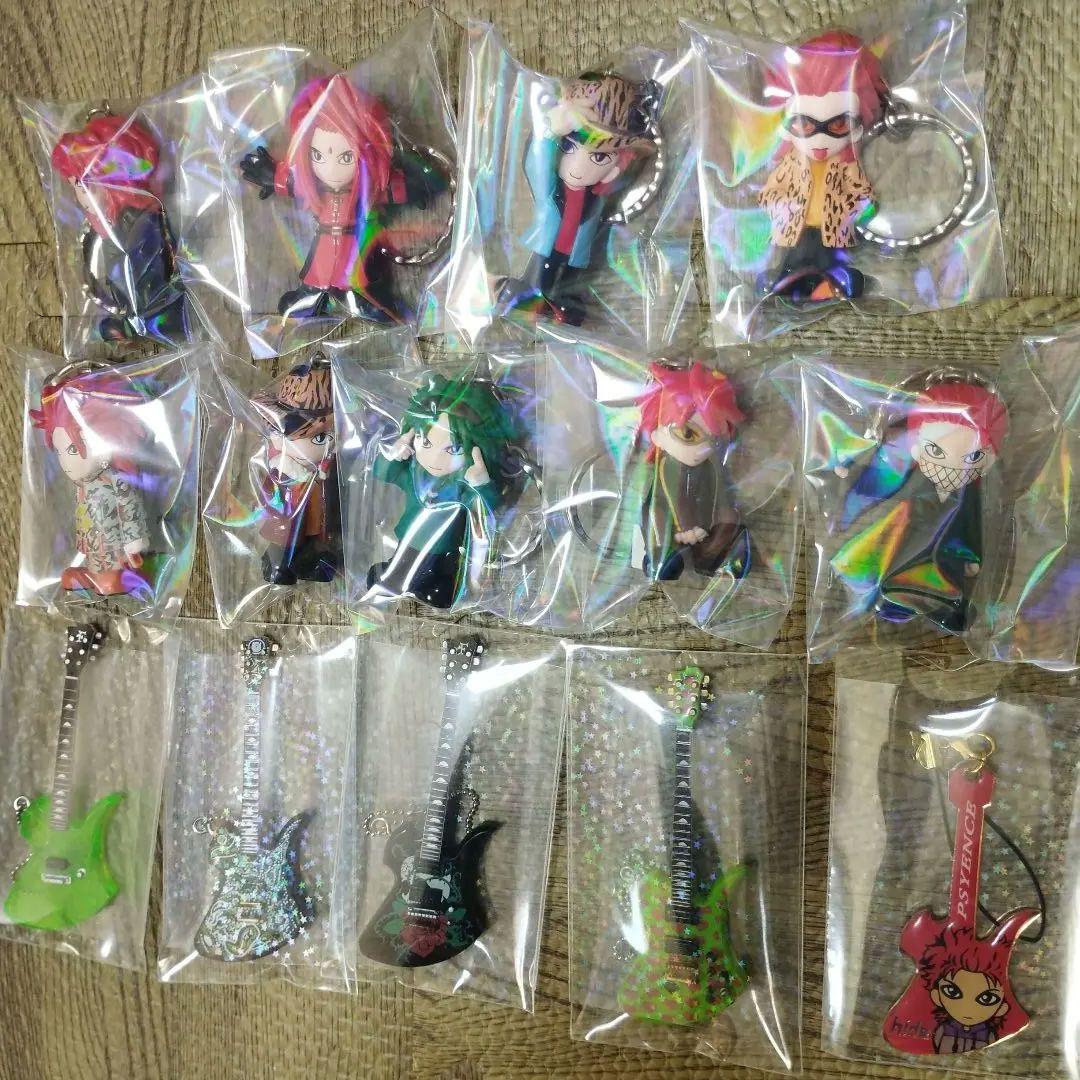 hide フィギュアキーホルダー ギター型ストラップとキャラクター 14個セット