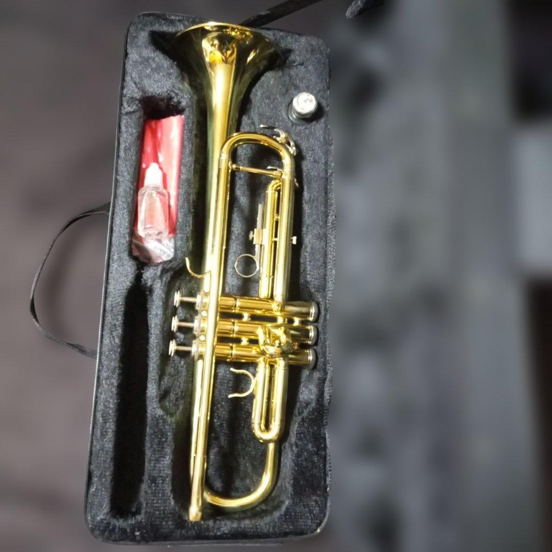 トランペット本体 メーカー不明 ゴールド金色 ケース マウスピースセット