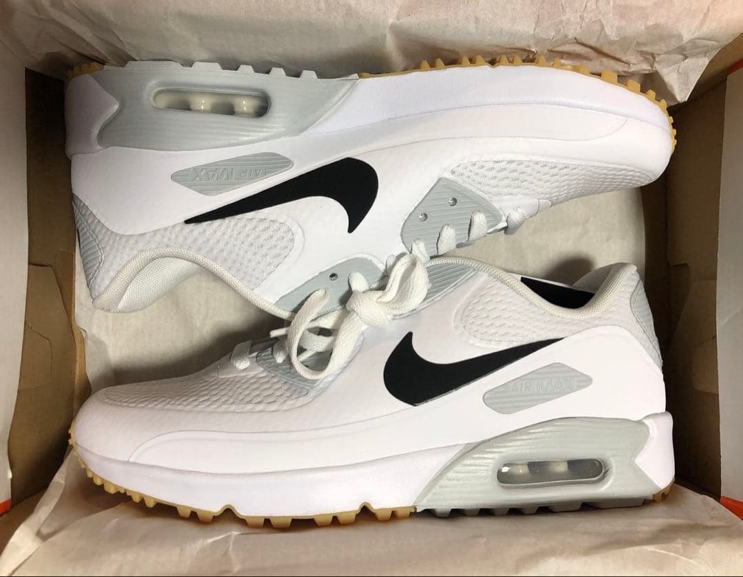 新品 26cm ナイキ エアマックス 90 G ゴルフシューズ 黒タグ 白