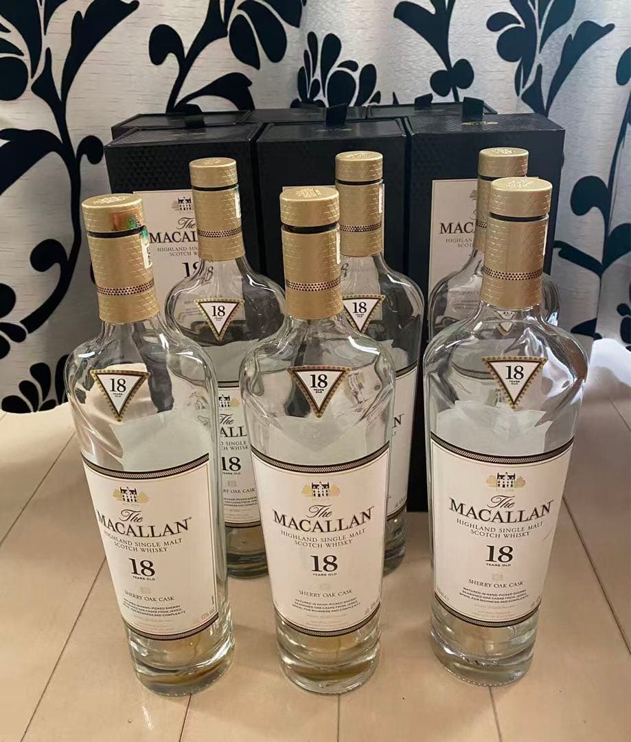 MACALLAN マッカラン 18年 シェリーオーク 700ml空瓶 6本 空箱