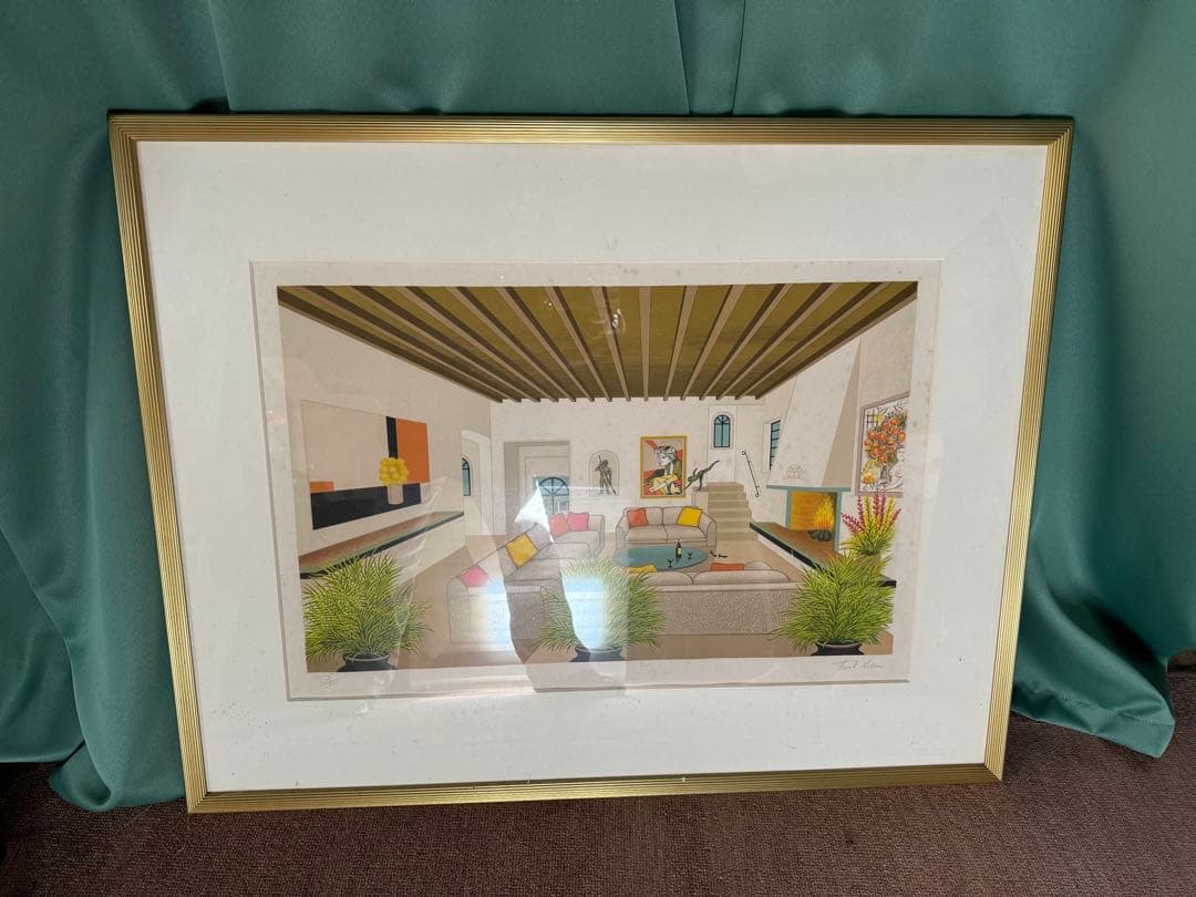 Franch Lelan 室内風景 リトグラフ 大判