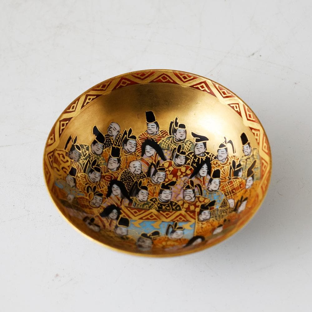 九谷焼名工 二代目 住田岳陽 本金細字三十六歌仙 盃 酒器 酒杯 共箱