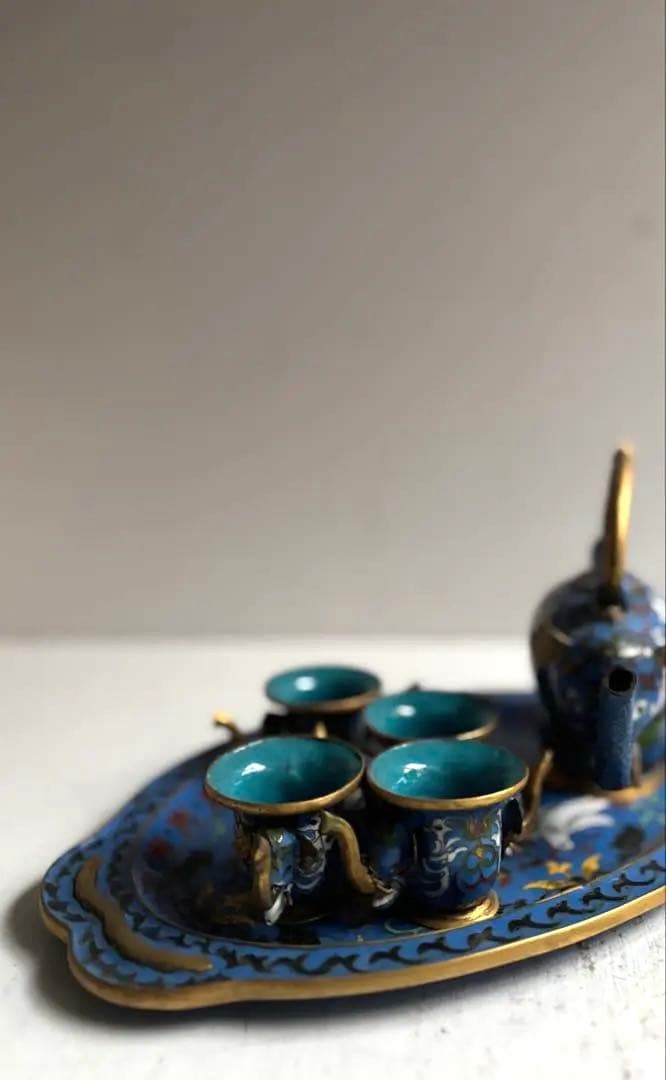 854 コレクション ヴィンテージ 七宝焼 ミニチュア 象のティーセット 景泰藍