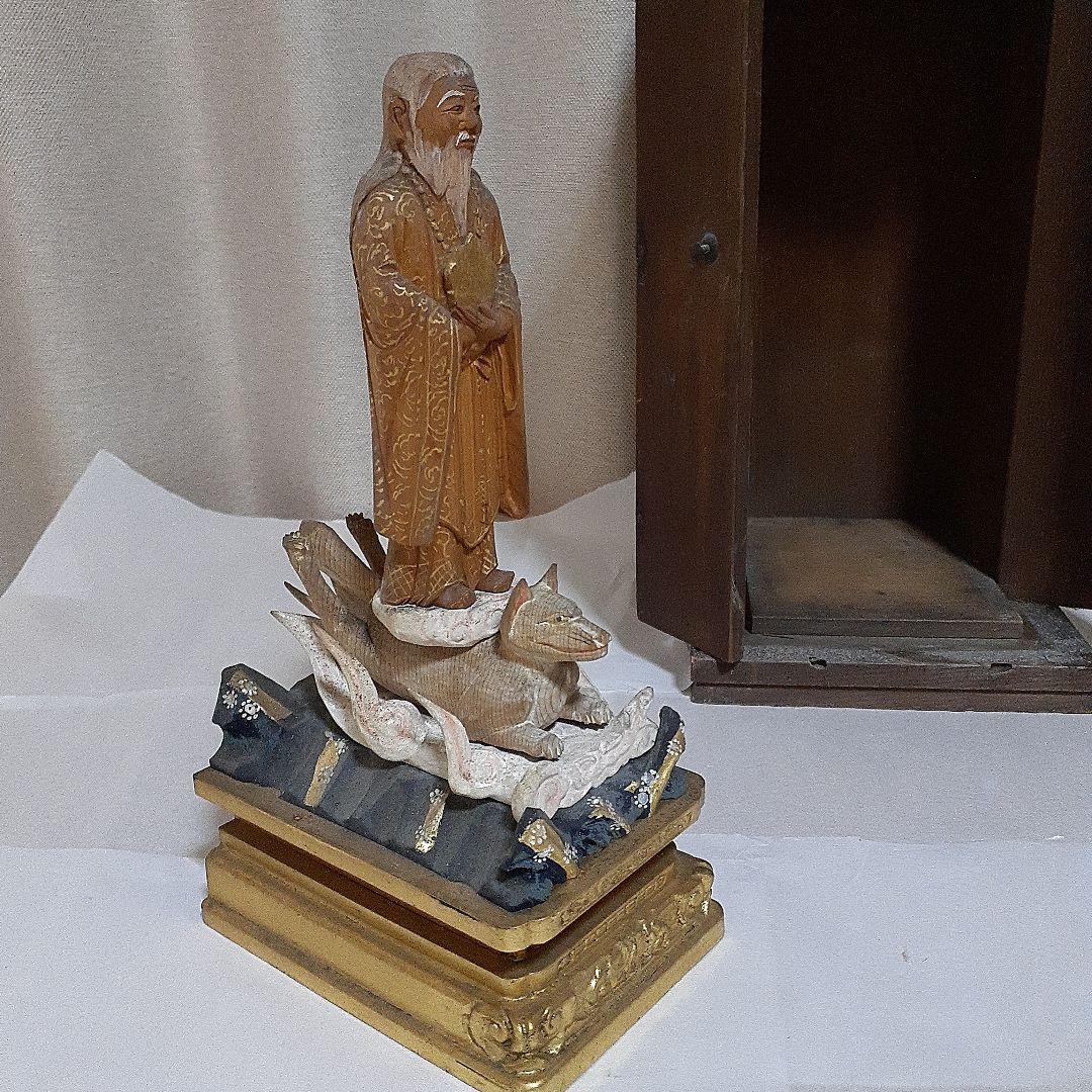 江戸　厨子【稲荷神】神像　仏像