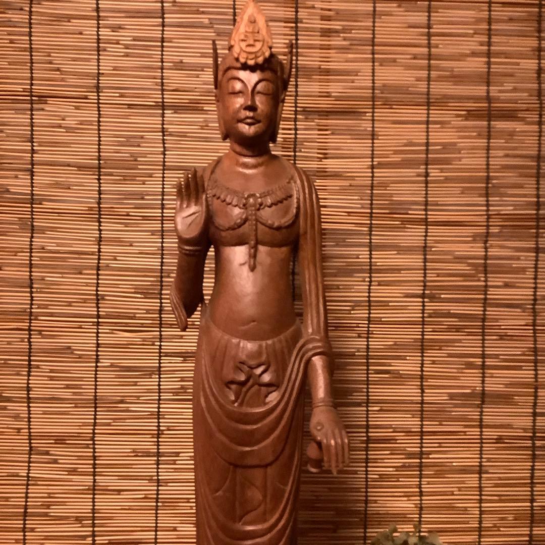 大正期「白鳳文化・夢違観音菩薩立像」法隆寺国宝写仏・平城京・天平文化・木彫・銘刻
