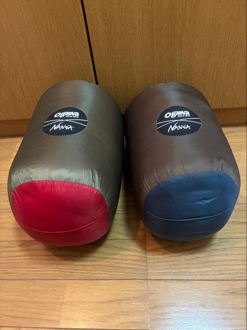 Ogawa Nanga 寝袋 シュラフプラスL(羽毛600g)カーキ×レッド