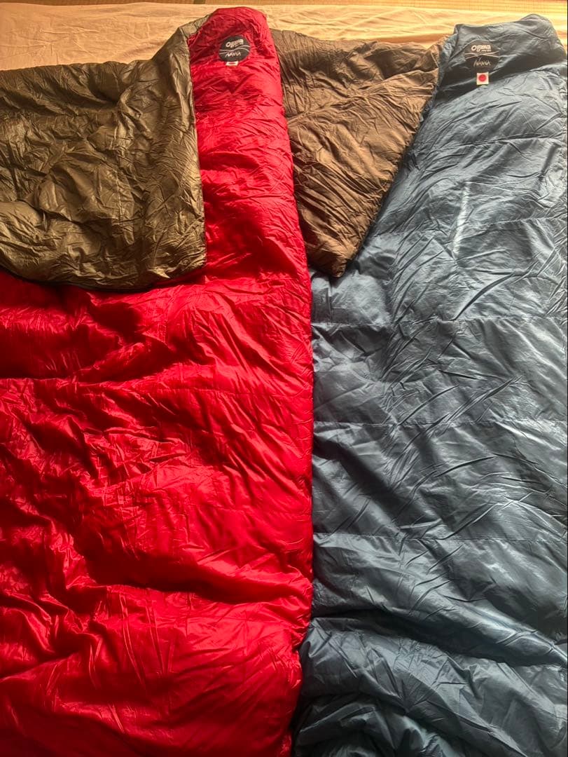 Ogawa Nanga 寝袋 シュラフプラスL(羽毛600g)カーキ×レッド