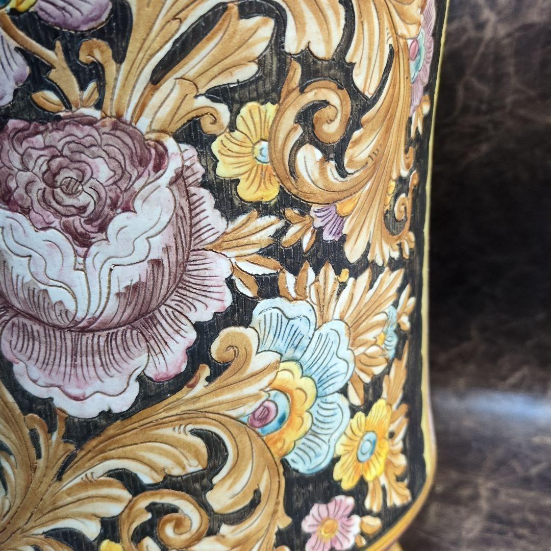 イタリア製　マヨルカ焼　壺？傘立て？