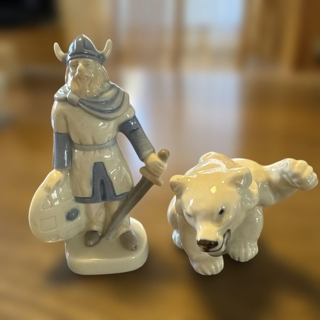 ロイヤルコペンハーゲン 置物 バイキング&白熊