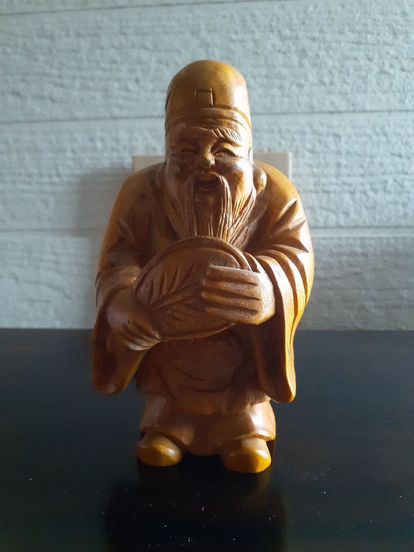 希少　高村光雲作　木彫り白檀　寿老人