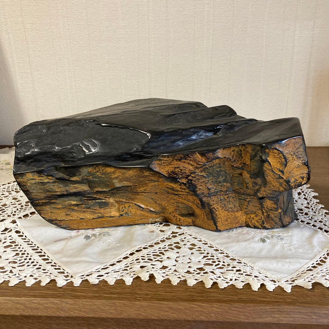 龍渓石硯　超大型共蓋付　美品　錆び色綺麗　翠川希石