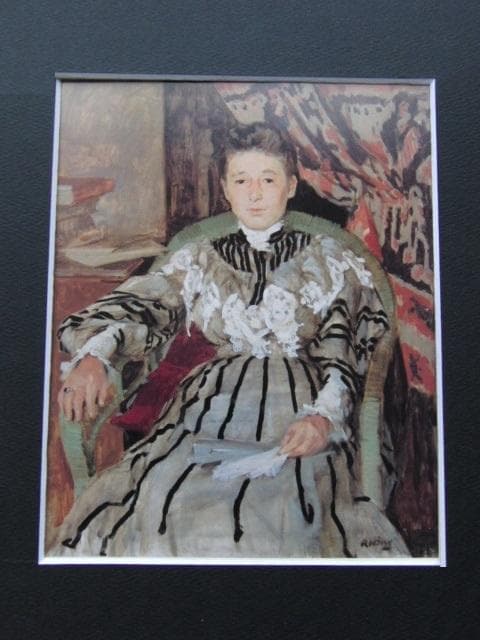 小磯良平、【K夫人像】、希少な限定額装用画集画、新品高級額 額装付、状態良好