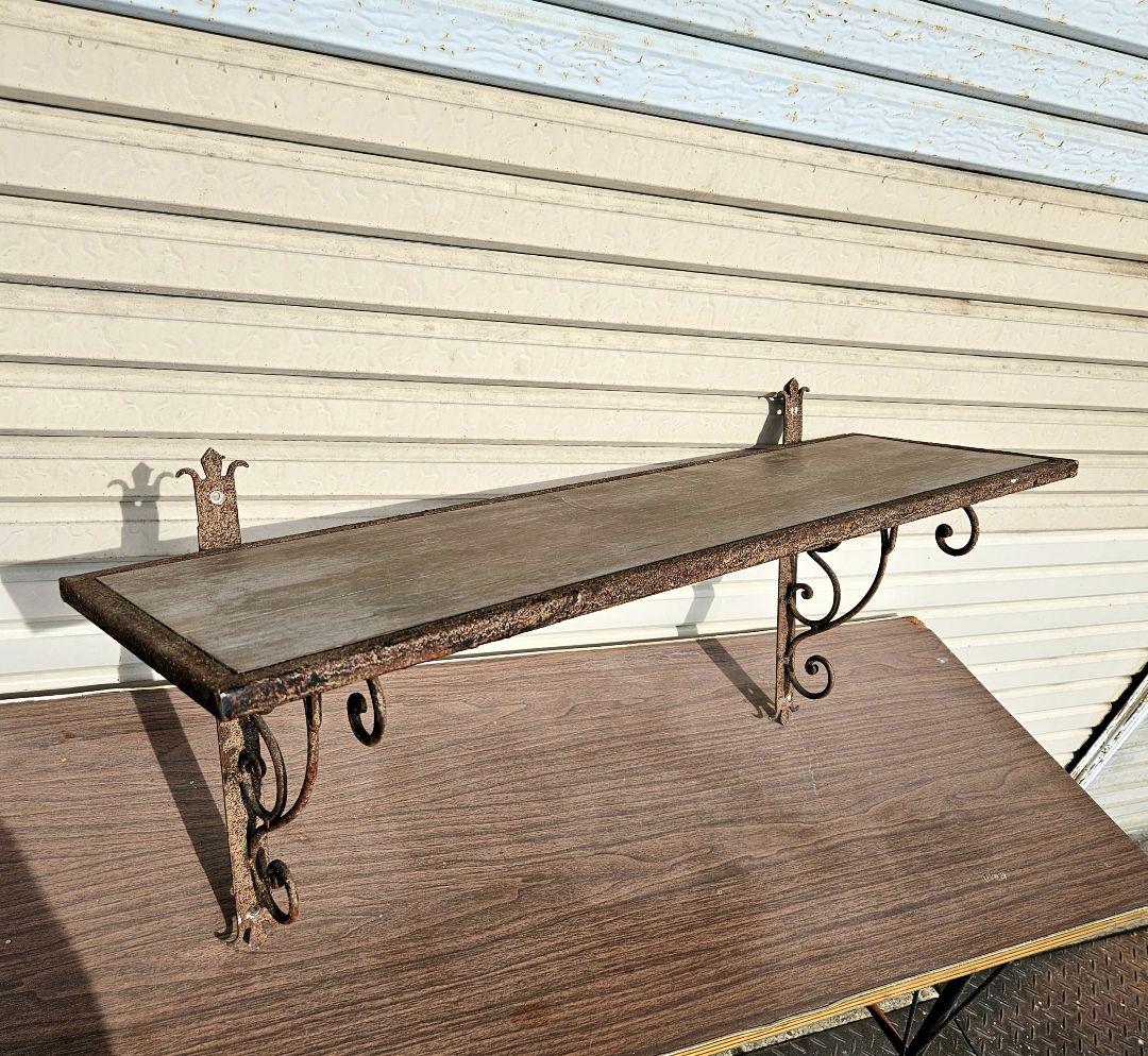 インダストリアル ヴィンテージ 木と鉄のウォールシェルフ 壁掛け 飾り棚 ラック