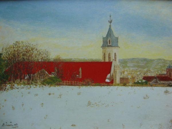 大津 英敏 【函館 雪の日】 希少画集画、状態良好、新品高級額装付