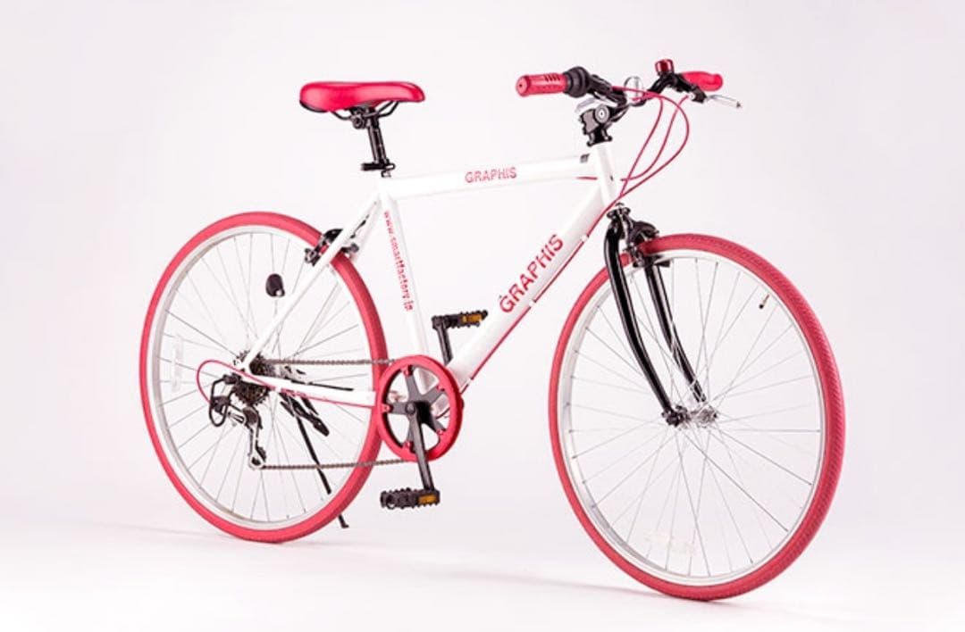 GRAPHIS クロスバイク ホワイト×ピンク ※手渡しのみとなっております