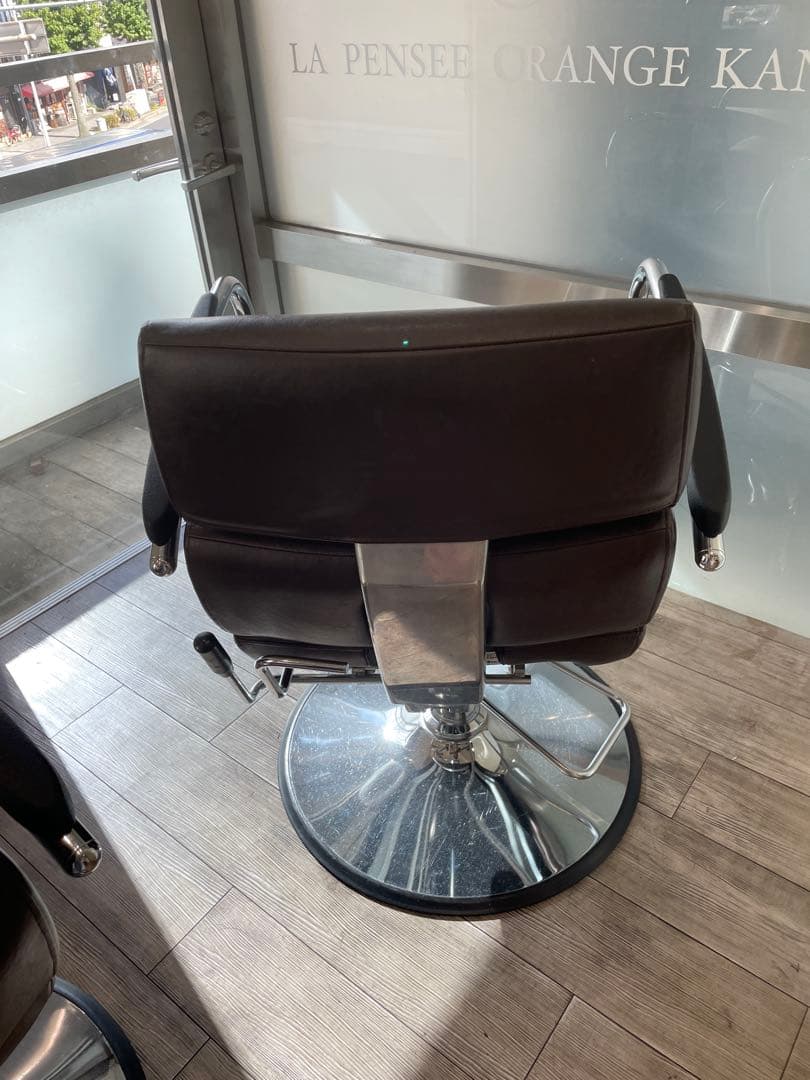 ブラウン 合成皮革 回転式美容椅子2個セット