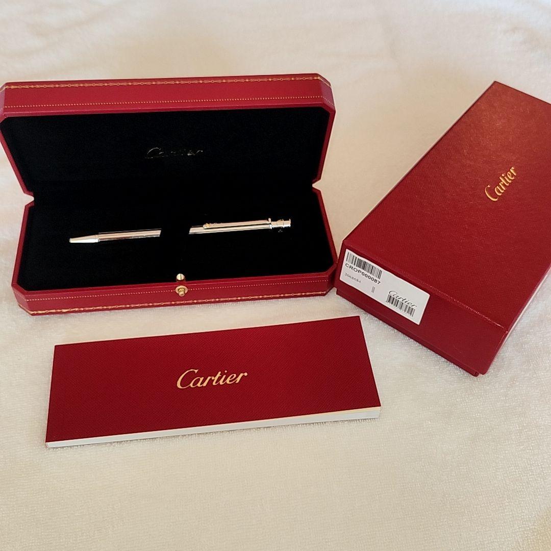 Cartier カルティエ　サントス　シルバー×ゴールド　ストライプ　ボールペン