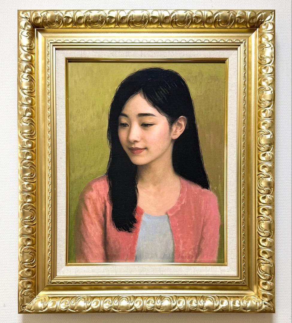 (F6号) 東直人【桃衣】 表サイン有/共シール有 /真作/油彩