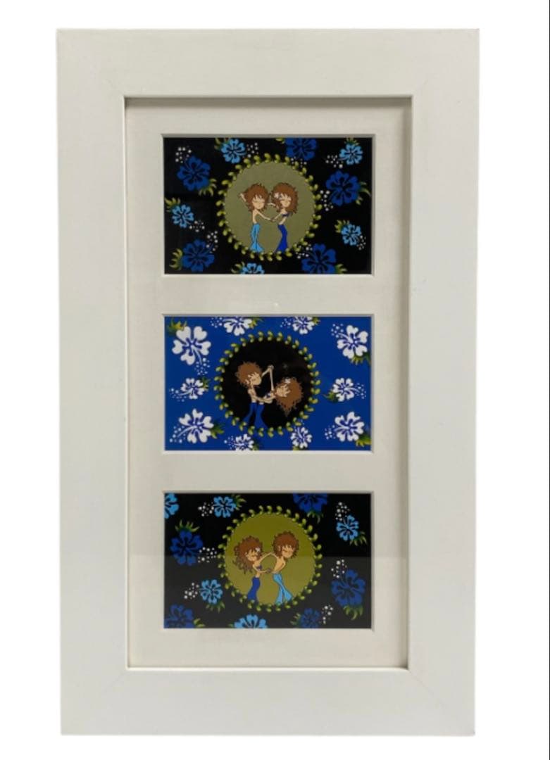 双子画家　岡本優　岡本修　油彩画　三連画　直筆サイン入り　25コ319