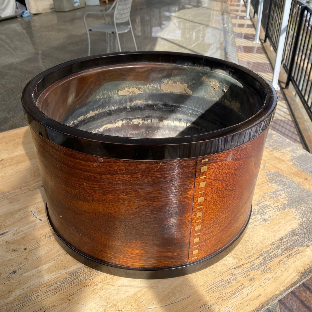 木製円形火鉢（茶色）曲げわっぱ　桑材