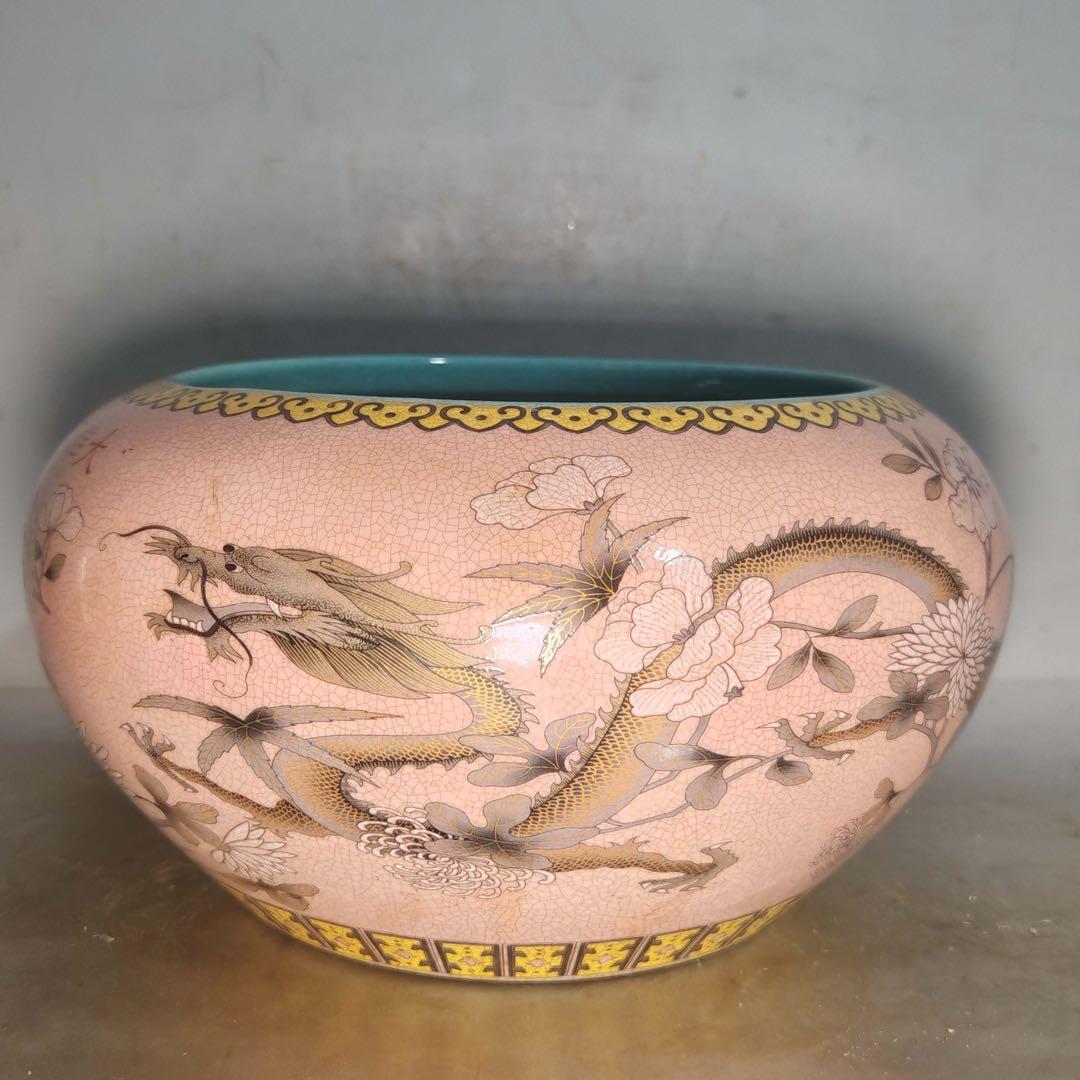 旧蔵　文房具　清国末期　雅号「大雅斋」　筆洗 粉彩 お皿　時代物　古美術　置物