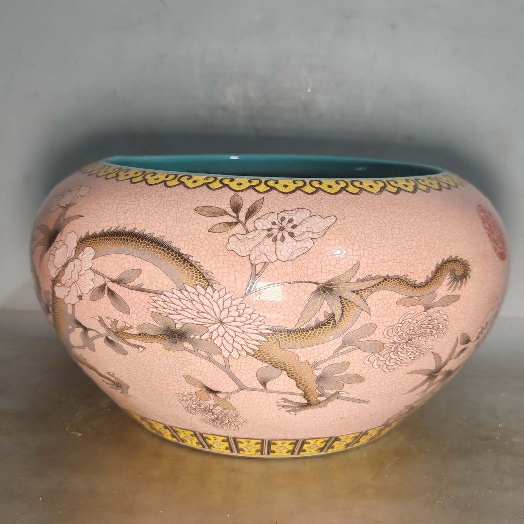 旧蔵　文房具　清国末期　雅号「大雅斋」　筆洗 粉彩 お皿　時代物　古美術　置物