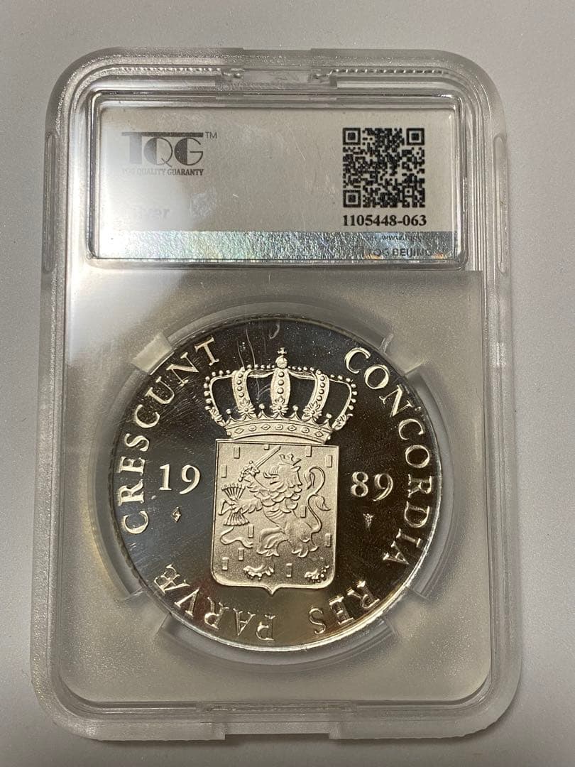 鑑定付 PF67UC 1989年オランダ1ダカット大型銀貨