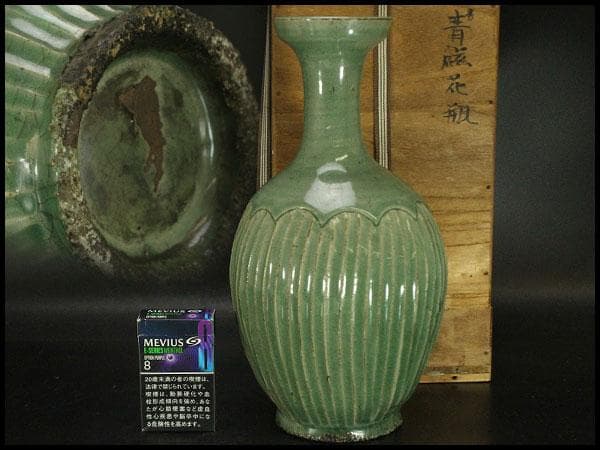 高麗 李朝 青磁 瓶 高30.5cm(ZE558)