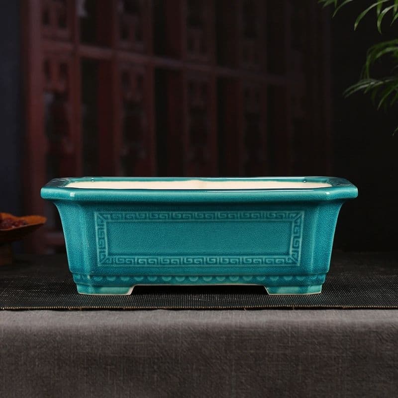 長方形鉢 盆栽鉢 青磁鉢 山野草鉢 多肉植物 植木鉢 小品大品盆栽鉢 陶器鉢置物