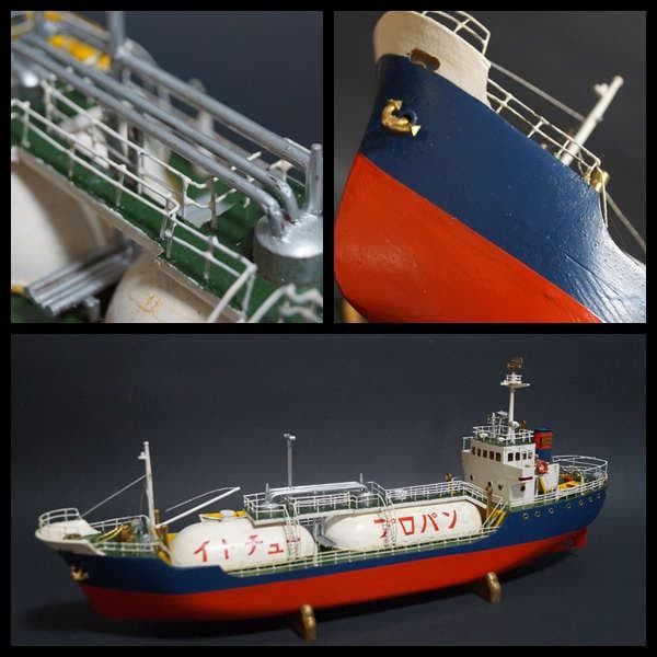 木製漆塗り 伊藤忠プロパン(イトチュー)LPG液化石油ガスタンカー模型プロパン船
