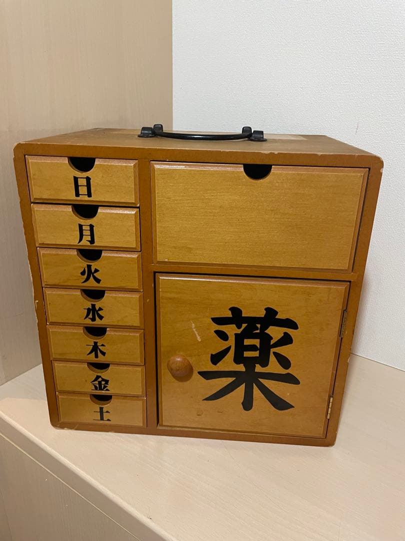 昭和レトロ　木製　薬箱　小引き出し　引き出し　古道具　　ヴィンテージ