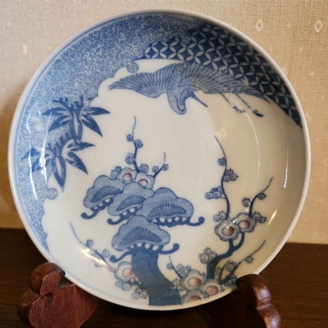 古伊万里　染付　印判　膾皿　5客セット　骨董品　伊万里焼