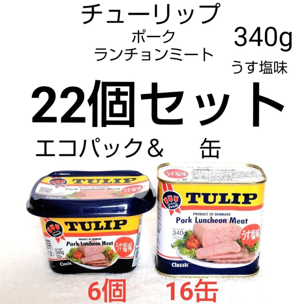 【沖縄発】チューリップ 22個（エコパック6＆缶16）セット 340g うす塩味