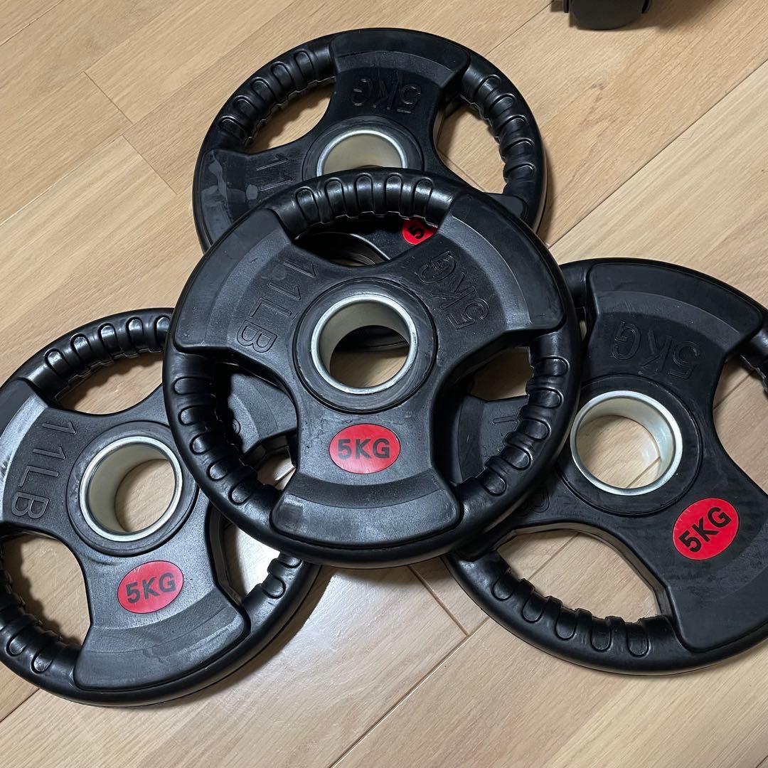 バーベルプレート 5kg×4枚 ラバー オリンピックシャフト Φ50mm