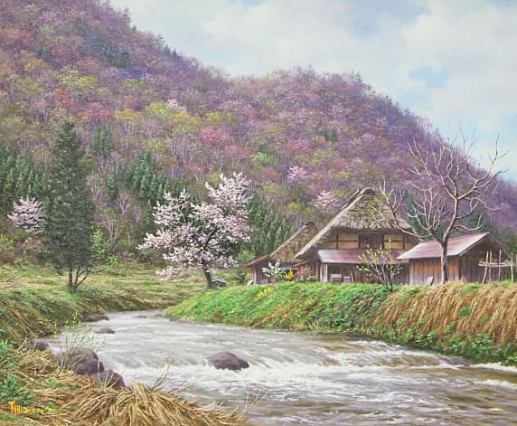 金子東日和　一枚の繪【遅春山峡（福島県下郷町）】油彩 8号