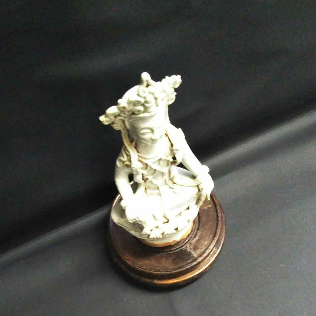 ※中国古美術/明代/青白磁聖観音菩薩座像/