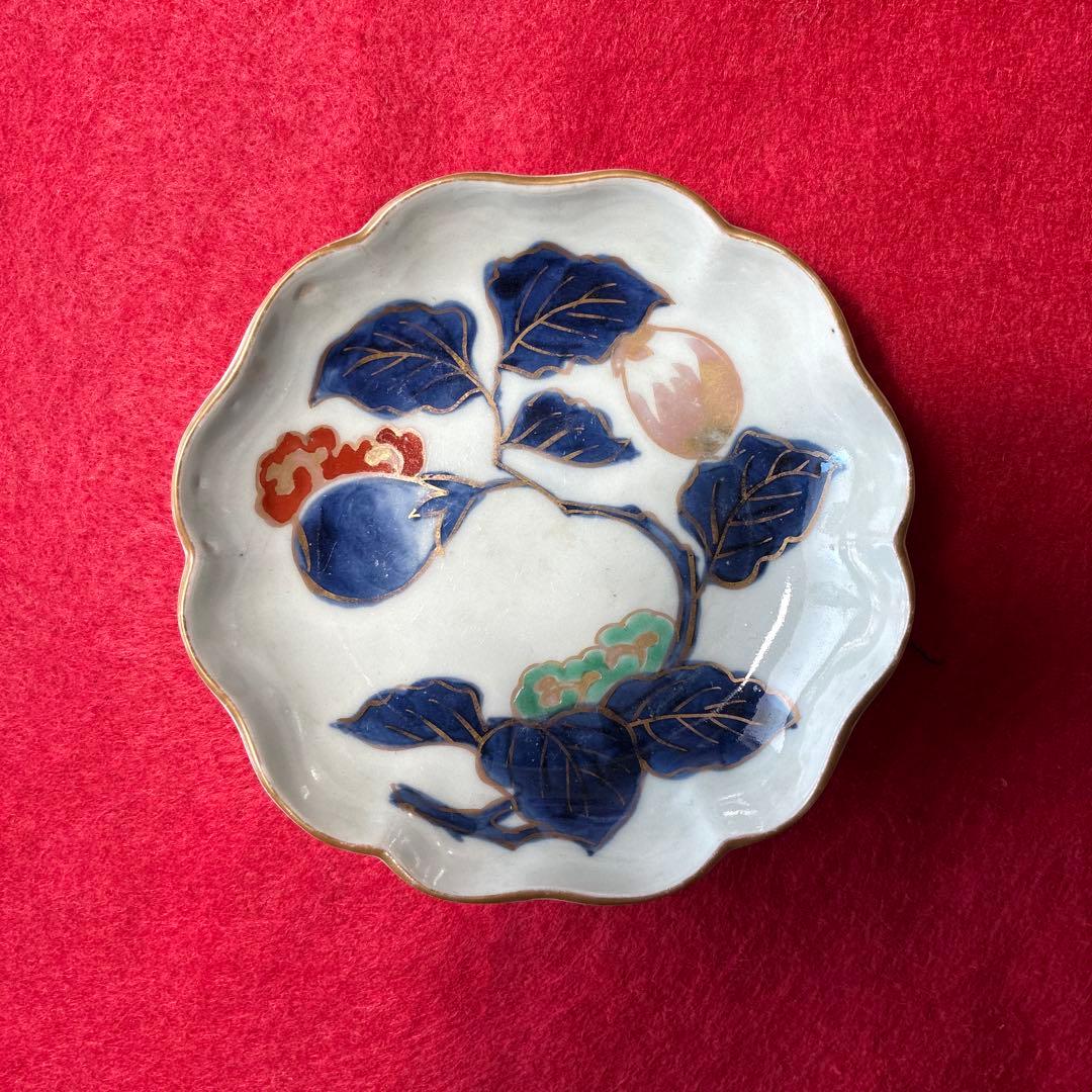 古伊万里　色絵　茄子文　小皿　5枚組