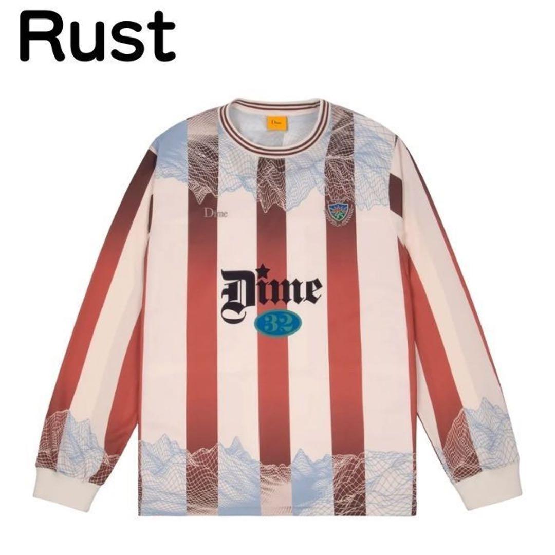 新品タグ付 Dime ダイム ゲームシャツ L Rust サッカーシャツ ロンt