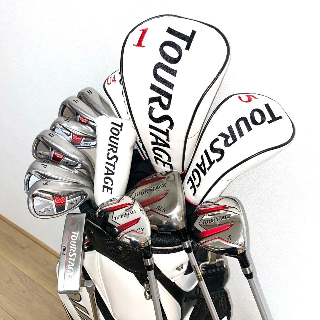 お得☆TOURSTAGEゴルフクラブ フルセット☆メンズ初心者キャディバッグ付S