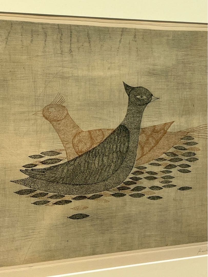 南桂子《二羽の鳥が休んでいる》1955年作 真作