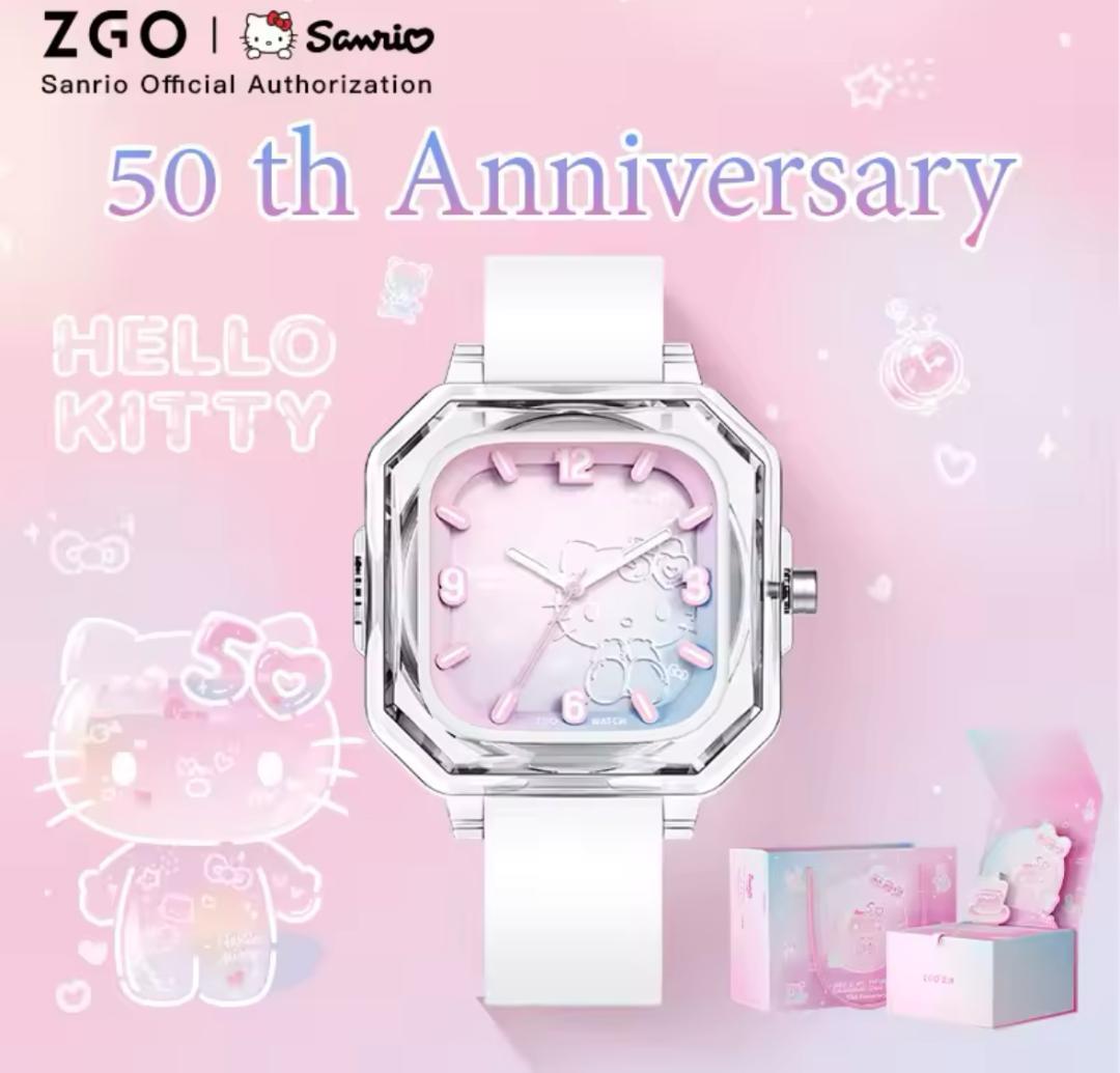 ハローキティ50周年 クリア サンリオ 腕時計 限定 海外 コラボ